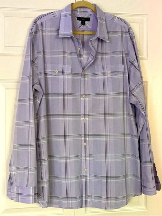 Banana Republic Other - Banana Republic Dress Plaid Purple Shirt size Neck17.5